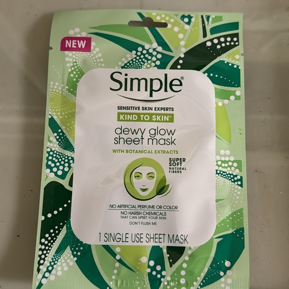NEW Simple Dewey Glow Sheet Mask for Face. Sensitive Skin Experts. Face Mask - Picture 3 of 4